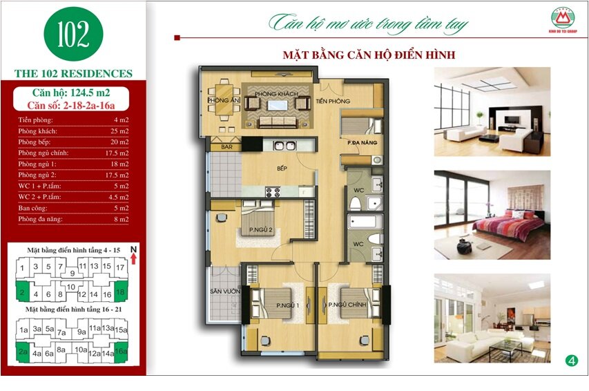 Chung cư 102 Trường Chinh Kinh Đô - diện tích 124,5 m2